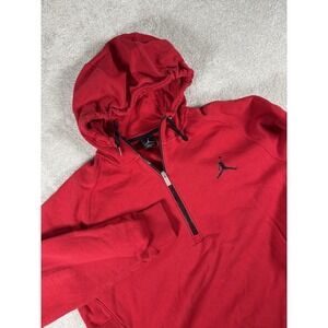 Nike Air Jordan Retro 11 All Night Hoodie 1/2 Zip XL Red Black Jumpman